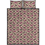 Purple Halloween Bat Pattern Print Quilt Bed Set