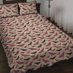Purple Halloween Bat Pattern Print Quilt Bed Set
