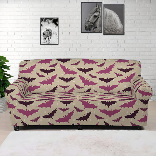 Purple Halloween Bat Pattern Print Sofa Cover