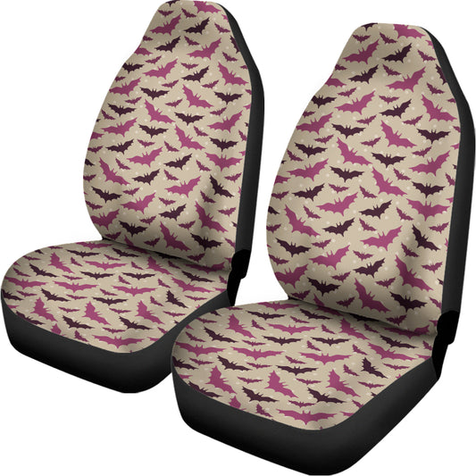 Purple Halloween Bat Pattern Print Universal Fit Car Seat Covers
