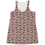 Purple Halloween Bat Pattern Print Women's Racerback Tank Top