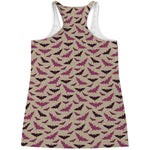 Purple Halloween Bat Pattern Print Women's Racerback Tank Top