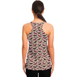 Purple Halloween Bat Pattern Print Women's Racerback Tank Top