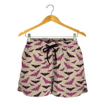 Purple Halloween Bat Pattern Print Women's Shorts