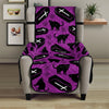 Purple Halloween Coffin Pattern Print Armchair Protector