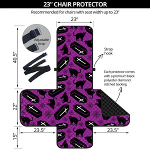 Purple Halloween Coffin Pattern Print Armchair Protector