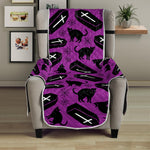 Purple Halloween Coffin Pattern Print Armchair Protector