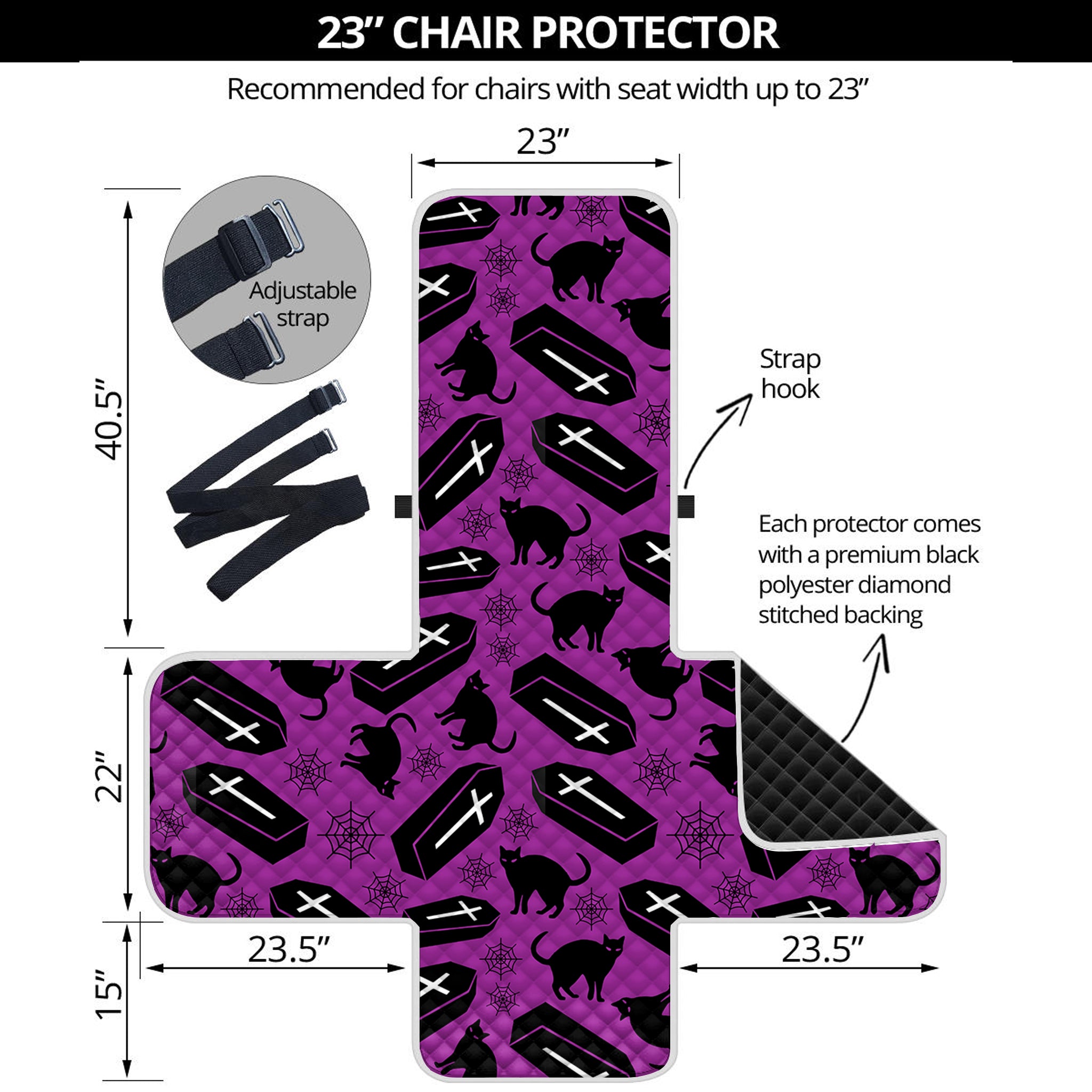 Purple Halloween Coffin Pattern Print Armchair Protector