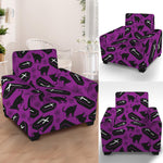 Purple Halloween Coffin Pattern Print Armchair Slipcover