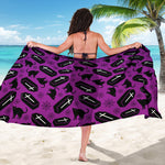 Purple Halloween Coffin Pattern Print Beach Sarong Wrap