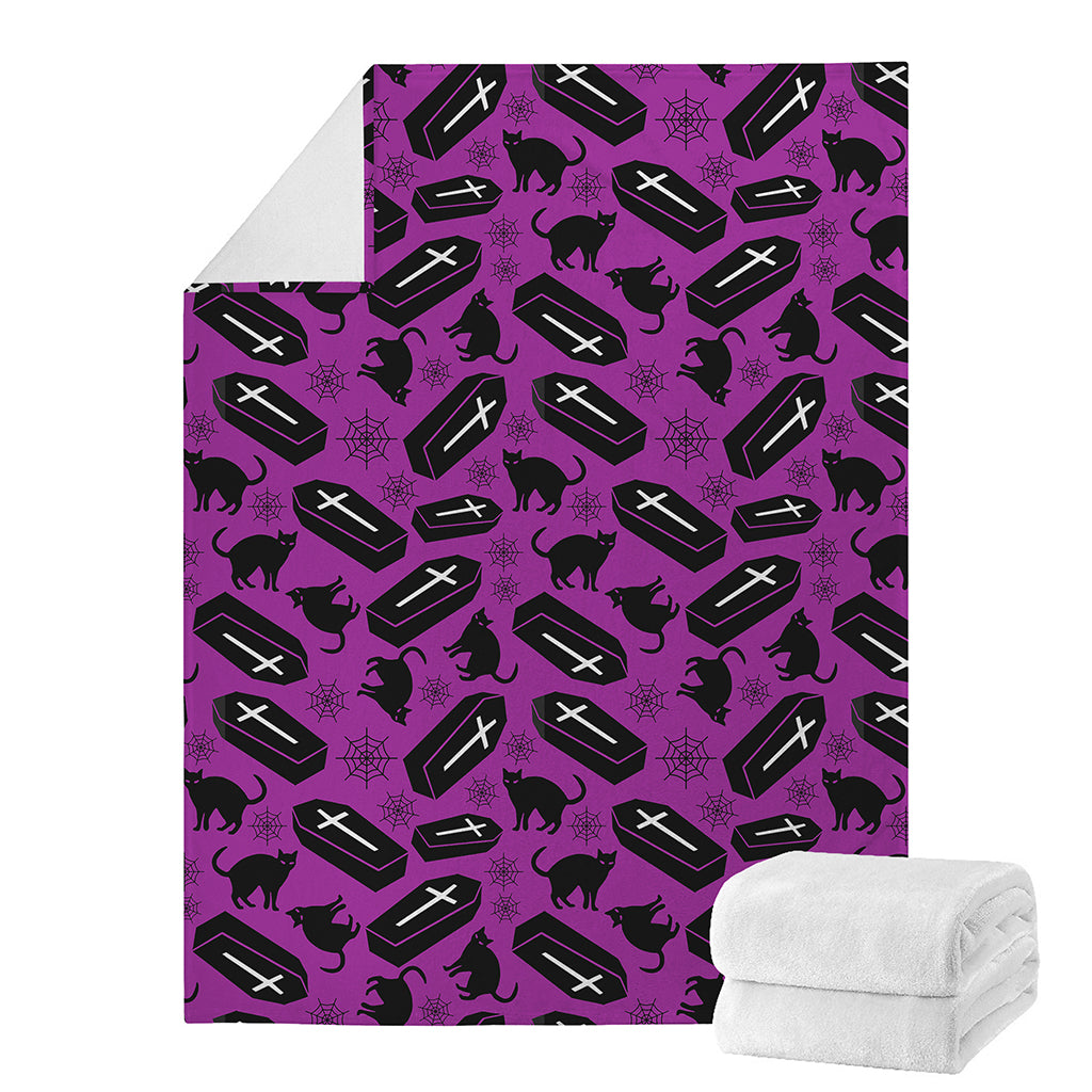 Purple Halloween Coffin Pattern Print Blanket