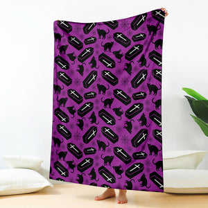 Purple Halloween Coffin Pattern Print Blanket