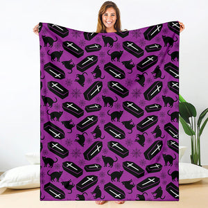 Purple Halloween Coffin Pattern Print Blanket