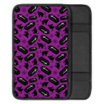Purple Halloween Coffin Pattern Print Car Center Console Cover