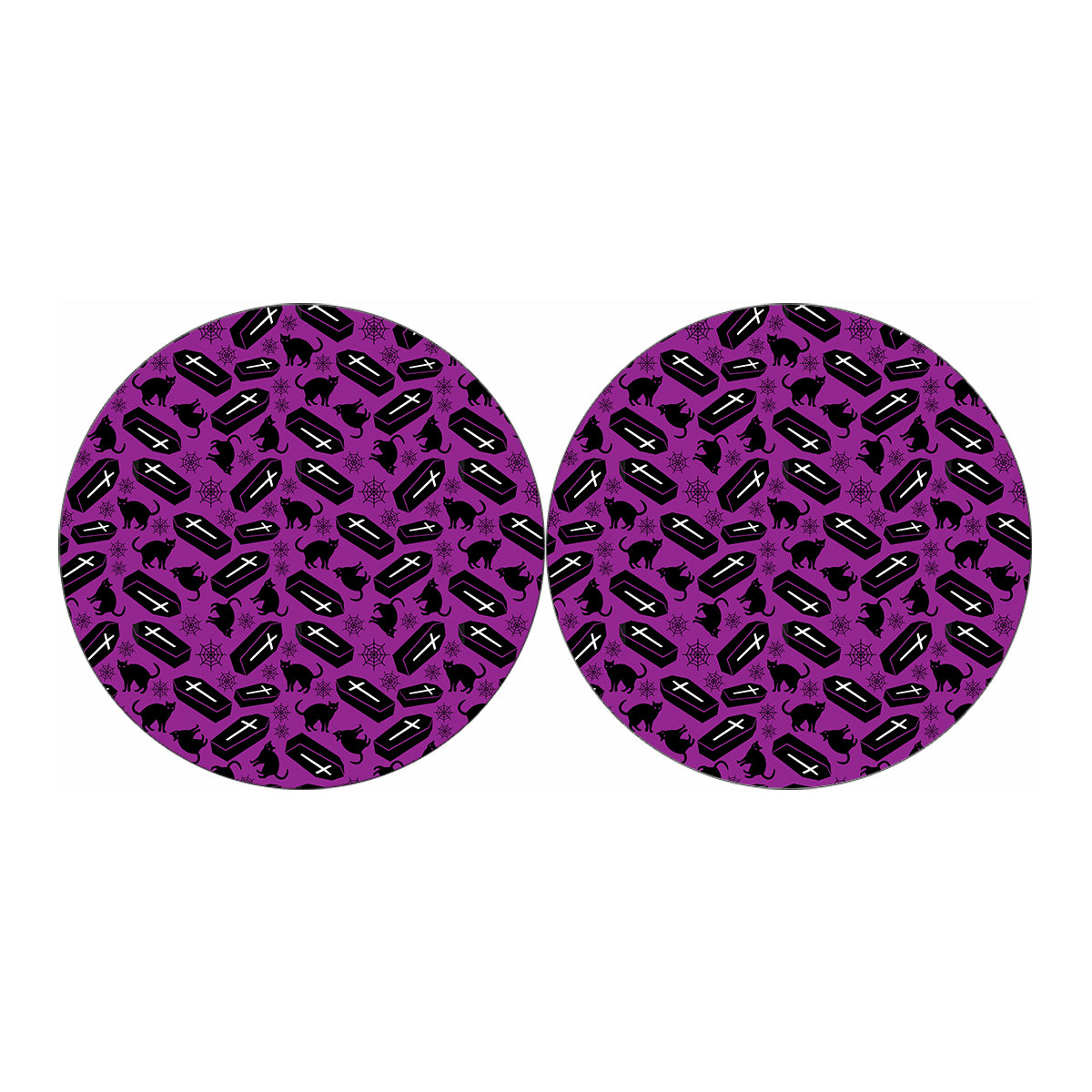 Purple Halloween Coffin Pattern Print Car Coasters