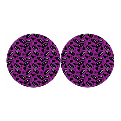 Purple Halloween Coffin Pattern Print Car Coasters