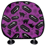 Purple Halloween Coffin Pattern Print Car Headrest Covers