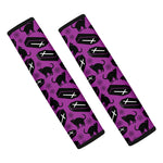 Purple Halloween Coffin Pattern Print Car Seat Belt Covers