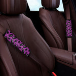 Purple Halloween Coffin Pattern Print Car Seat Belt Covers