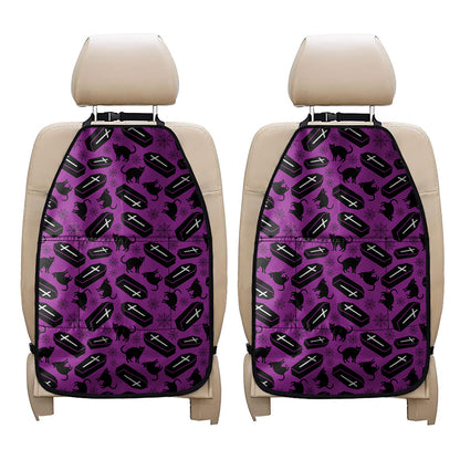 Purple Halloween Coffin Pattern Print Car Seat Organizers