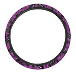 Purple Halloween Coffin Pattern Print Car Steering Wheel Cover
