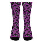 Purple Halloween Coffin Pattern Print Crew Socks