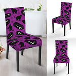 Purple Halloween Coffin Pattern Print Dining Chair Slipcover