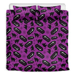 Purple Halloween Coffin Pattern Print Duvet Cover Bedding Set