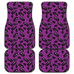 Purple Halloween Coffin Pattern Print Front and Back Car Floor Mats