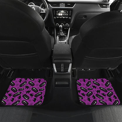 Purple Halloween Coffin Pattern Print Front and Back Car Floor Mats