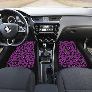 Purple Halloween Coffin Pattern Print Front Car Floor Mats