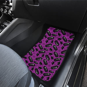 Purple Halloween Coffin Pattern Print Front Car Floor Mats