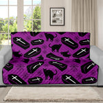 Purple Halloween Coffin Pattern Print Futon Protector