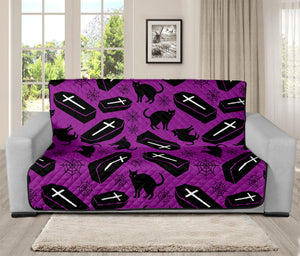 Purple Halloween Coffin Pattern Print Futon Protector