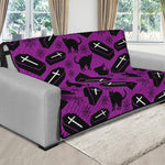 Purple Halloween Coffin Pattern Print Futon Protector