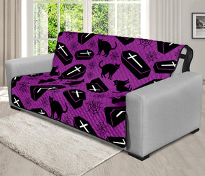 Purple Halloween Coffin Pattern Print Futon Protector