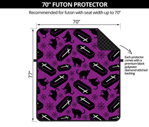 Purple Halloween Coffin Pattern Print Futon Protector