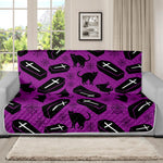 Purple Halloween Coffin Pattern Print Futon Protector