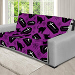 Purple Halloween Coffin Pattern Print Futon Protector