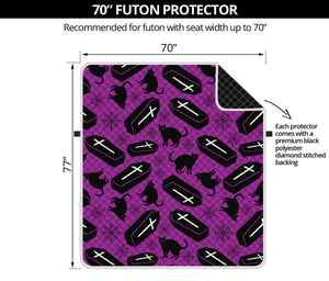 Purple Halloween Coffin Pattern Print Futon Protector