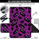 Purple Halloween Coffin Pattern Print Loveseat Protector