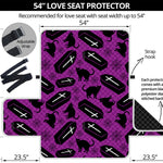 Purple Halloween Coffin Pattern Print Loveseat Protector