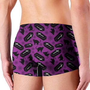 Purple Halloween Coffin Pattern Print Men's Boxer Briefs