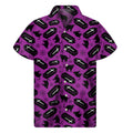 Purple Halloween Coffin Pattern Print Men's Short Sleeve Shirt