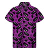 Purple Halloween Coffin Pattern Print Men's Short Sleeve Shirt