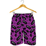 Purple Halloween Coffin Pattern Print Men's Shorts