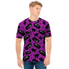 Purple Halloween Coffin Pattern Print Men's T-Shirt