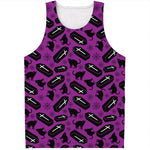 Purple Halloween Coffin Pattern Print Men's Tank Top