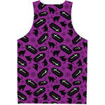 Purple Halloween Coffin Pattern Print Men's Tank Top