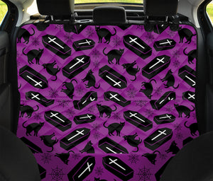 Purple Halloween Coffin Pattern Print Pet Car Back Seat Cover